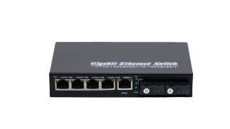 Fiber POE Switch 4+1 RJ45-2 Fiber SC Port - 1